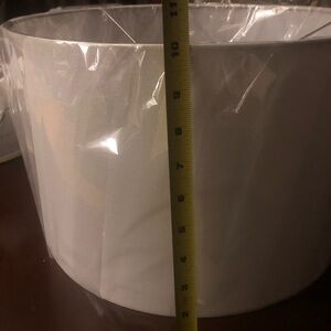 White Drum Lamp Shade. 10!inches height and 18inches across (lamp not included)